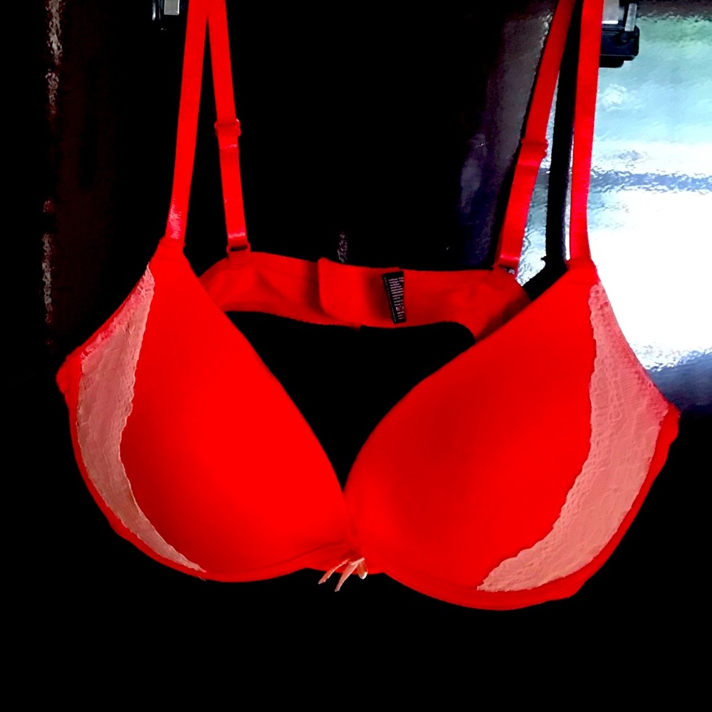 Red with lace bra